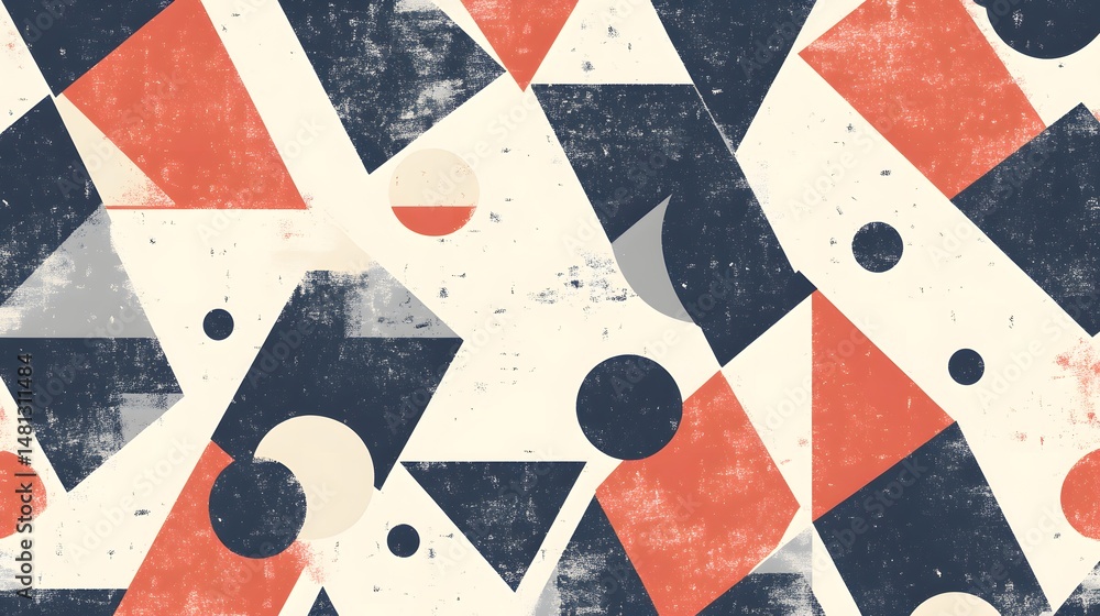 Aufkleber abstract geometric pattern design with distressed texture.