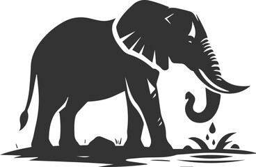 Large animal elephant vector silhouette