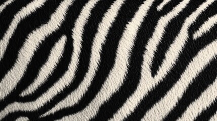 Close-up view of black and white striped zebra fur texture showing natural soft and dense animal hair pattern