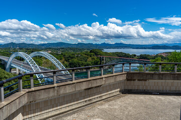 西海の丘から見る新西海橋と西海橋の風景