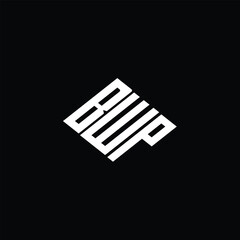 BWP letter logo design on black background.