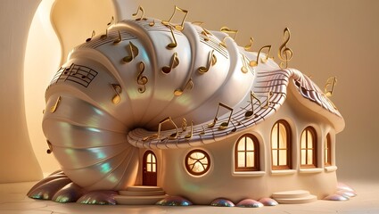 Fototapeta premium Symphony Shell House – Music-Inspired Fantasy Home