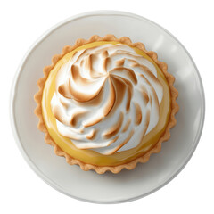 Overhead Shot of a Delicious Lemon Meringue Tart on a White Plate