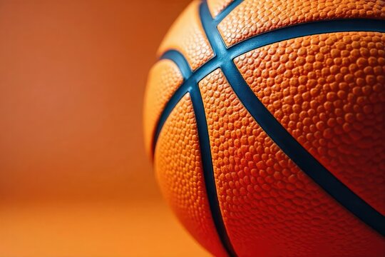 Close-up of orange basketball, textured surface, basketball, sphere, sport
