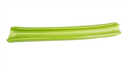 Single Stick Of Green Celery Isolated Against Clean White Background Having Healthy Attributes  Fresh Vegetable Ingredient Displayed For Culinary Use in Various Dishes and Recipes.  Natural and