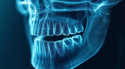 Digital Human Anatomy: Wireframe Skull and Teeth Visualization