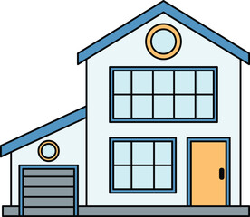 Modern house with garage and windows illustration