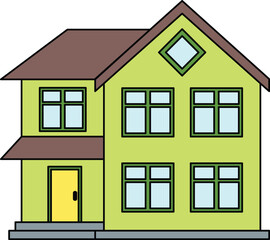 Green house with many windows illustration