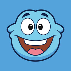 Obraz premium Happy Blue Character Icon – Flat Cartoon Avatar