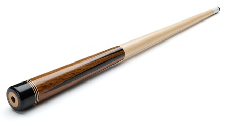 Wooden Pool Cue on White Background