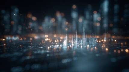 Obraz premium Abstract Data Growth Visualization Blue and Orange Glowing Lines on