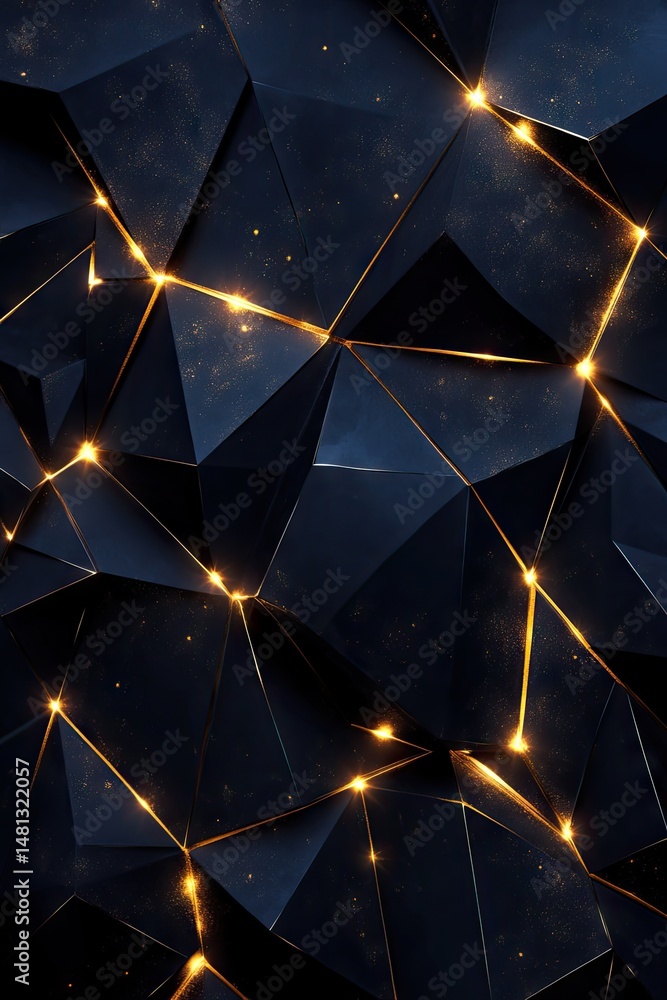 Aufkleber abstract composition featuring dark geometric shapes with glowing orange edges. creating a striking 