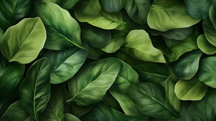 Lush green foliage pattern of overlapping leaves.