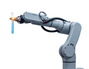 Robotic Arm Manipulating Glowing Transparent Object