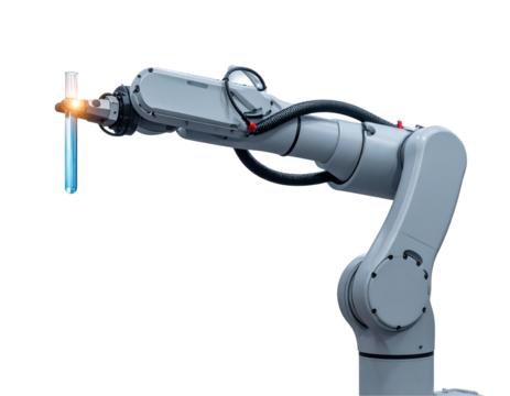Robotic Arm Manipulating Glowing Transparent Object