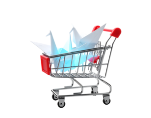 Origami Cranes In Shopping Cart