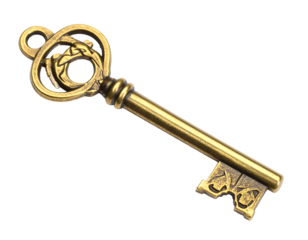 Antique Gold Key Isolated On Transparent Background