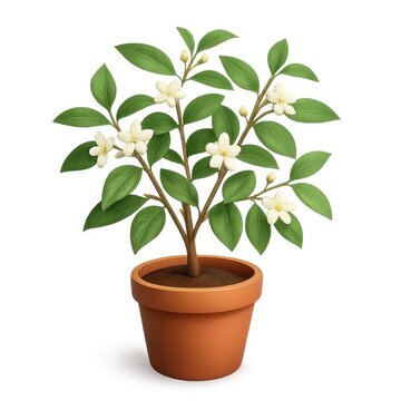 3D Illustration of Wrightia Plant in Simple Pot Design