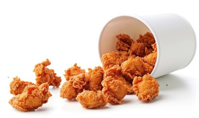 crispy and delicious fried chicken food poster wallpaper and plain background Generate AI