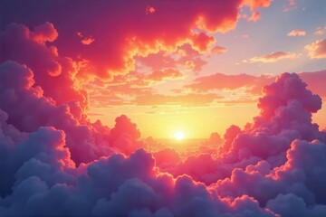 Sunset paints the clouds vibrant hues of orange and pink , majestic, calm, cirrus