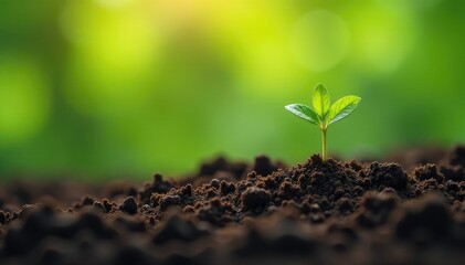 Tiny seedlings sprout from fertile earth, symbolizing new growth and potential , vibrant, development