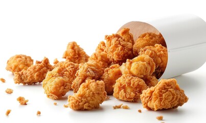 crispy and delicious fried chicken food poster wallpaper and plain background Generate AI
