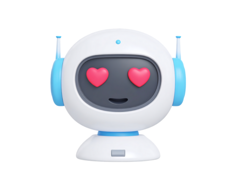 Cute 3D Robot with Heart Eyes