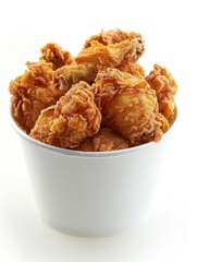 crispy and delicious fried chicken food poster wallpaper and plain background Generate AI
