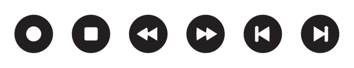 edia player button icons.audio player, player button set icon symbol. Vector Illustration Eps 10