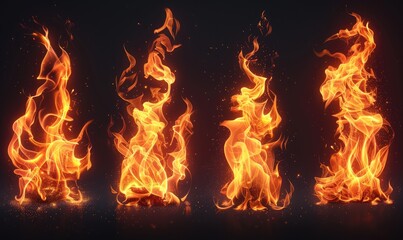 fire bundle wallpaper set with plain color background realistic burning flame template Generate AI