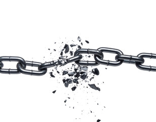 Breaking Metal Chain Isolated On Black Background