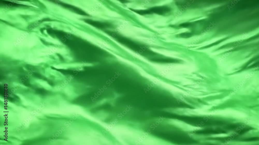 Aufkleber Abstract Green Fabric Ripples in Dynamic Motion, Smooth and Flowing