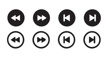 Media player icon set. Play, pause, stop, record, forward, rewind, previous, next, eject, repeat icon.vector illustration eps 10.