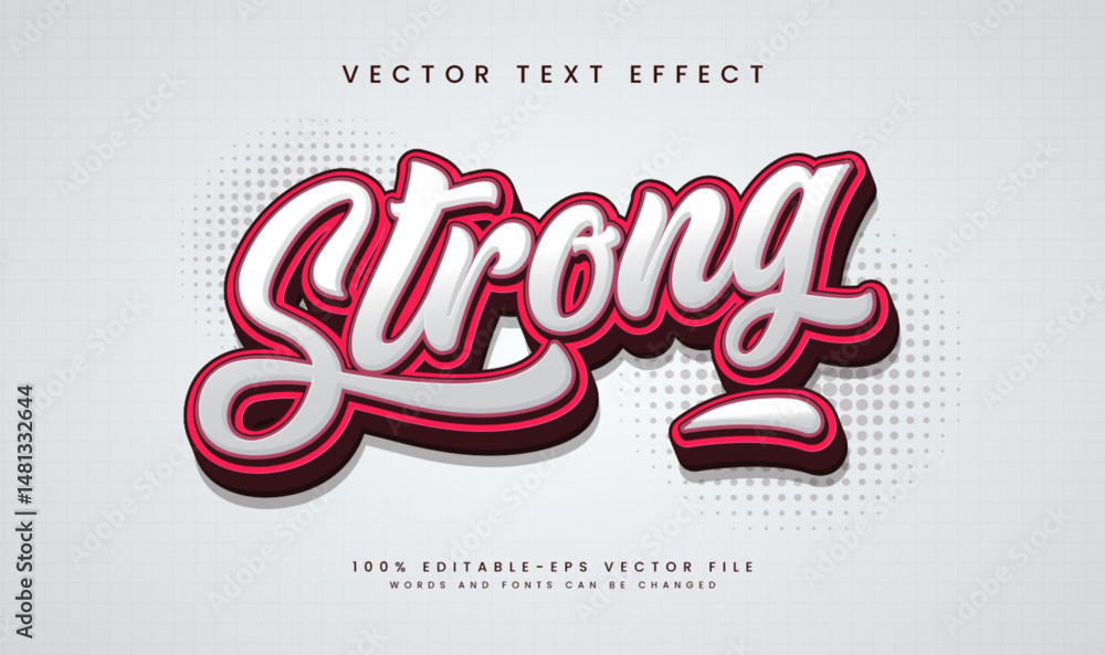 Poster 3d elegant red strong editable vector text effect. suitable for promotion concept.