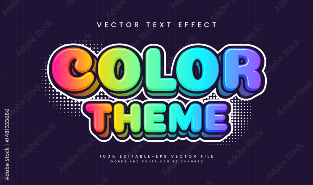 Aufkleber 3d colorful editable vector text effect. suitable for modern theme