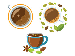 Obraz premium vector illustration of a lebanese drink Arabic Coffee (Strong, Spiced Coffee with Cardamom)