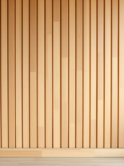 solid wooden battens wall pattern background with natural color finishing