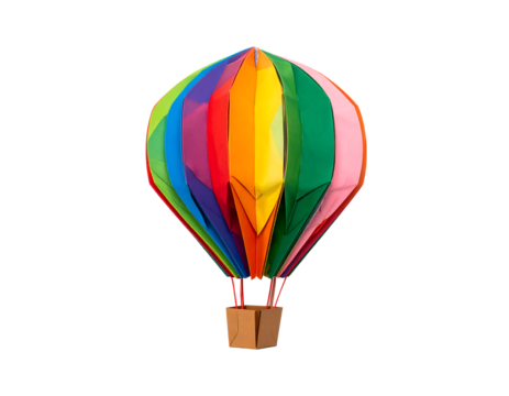 Colorful Rainbow Hot Air Balloon on Black Background