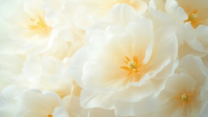 Obraz premium Close Up of Soft White Tulips Floral Background