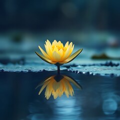 Yellow lotus flower reflection