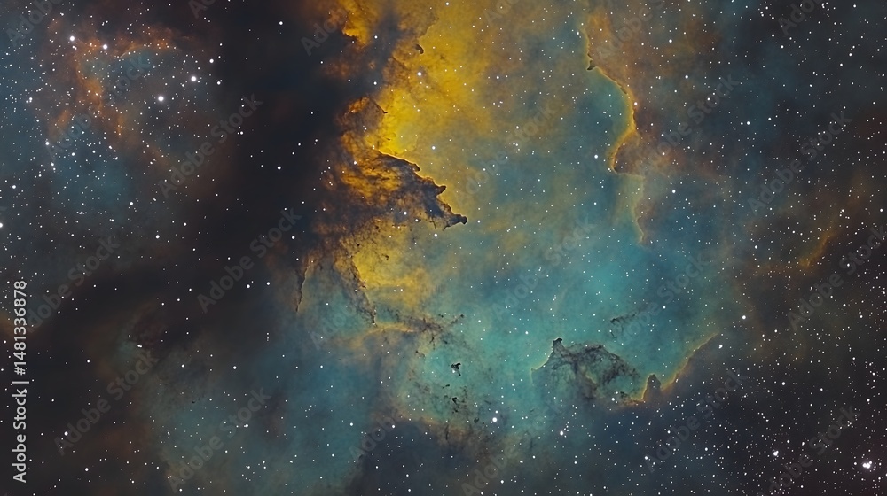 Poster deep space nebulae display of cosmic dust and light.