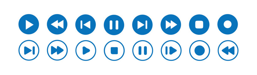 Media player icon set. Play, pause, stop, record, forward, rewind, previous, next, eject, repeat icon.vector illustration eps 10.