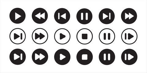 Media player icon set. Video and audio player buttons collection.Play and pause buttons sign, Video Audio Player button symbol, vector illustration eps 10. © MDABDUR