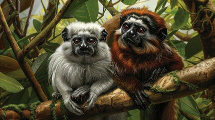 Two monkeys in a jungle setting