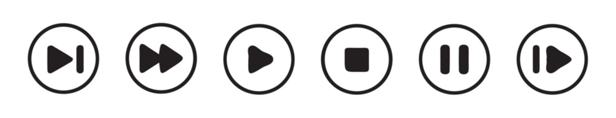 edia player button icons.audio player, player button set icon symbol. Vector Illustration Eps 10