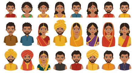 Diverse Indian People in Traditional Attire