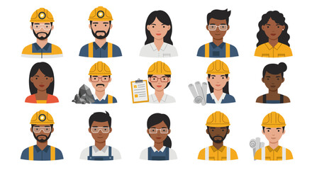 Diverse Mining Workers in Safety Gear and Hard Hats