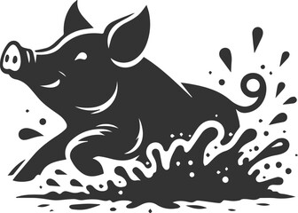 Cute animal pig drawing vector silhouette