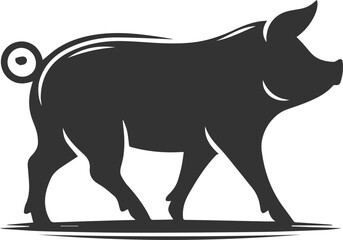 Cute animal pig drawing vector silhouette