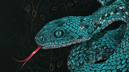 Detailed view of a teal snake